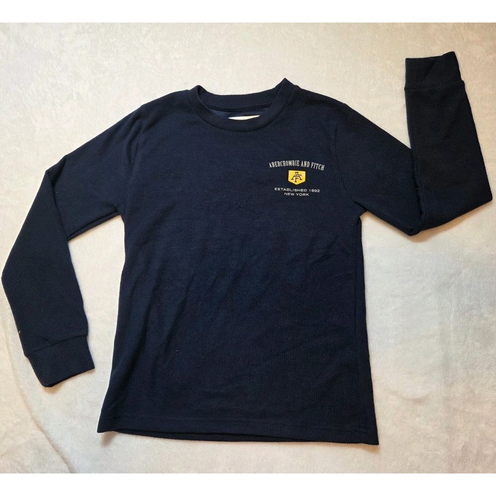 224 Abercrombie & Fitch Thermal Shirt Mens M Navy Waffle Knit Mountain Patrol